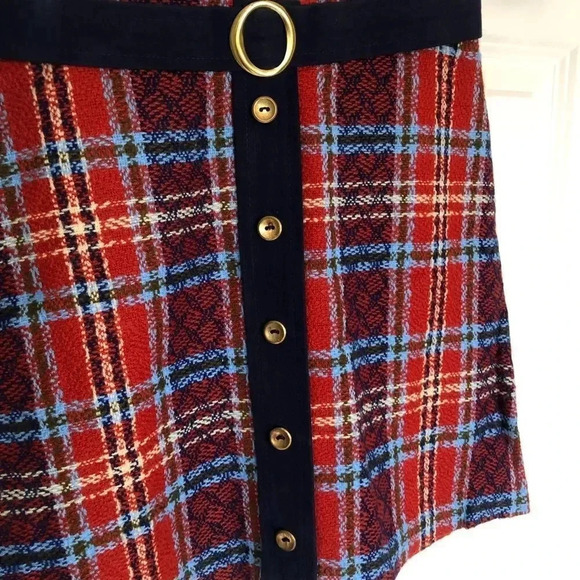 𝅺Vintage Handmade MCM Red/blue tweed trendy mini skirt size‎ XXS - Picture 2 of 10